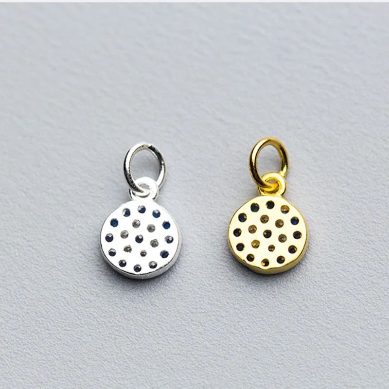 925 Sterling Silver geometric Round CZ Eye Charm Pendant pendant necklace silver necklace silver pendant silver necklace charms Handmade DIY Accessories DZ14