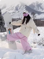 Cute Beige Rabbit Ears Fleece Hooded Women's Waterproof Windproof Oversize Ski Hoodie Outdoor Snowboard Jacket Sports Clothing 4