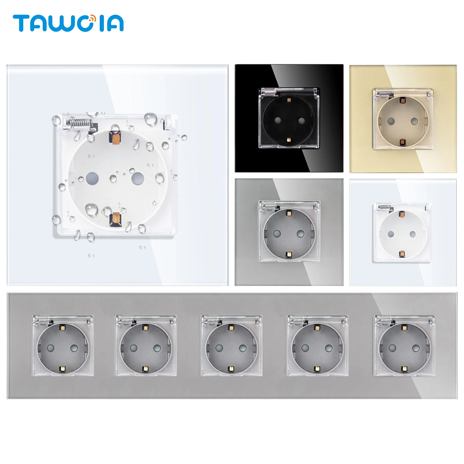 Glass Panel Power Socket Plug Plug Socket Waterproof Glass Wall