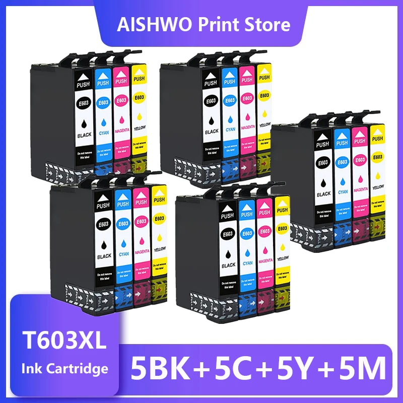 20PCS For Epson 603XL 603 T603XL ink cartridges t603 Expression Home XP-2100 XP-2105 XP-3100 XP-3105 XP-4100 XP-4105 printer t603 для epson 603xl t603xl зеркальный совместимый чернильный картридж для замены картриджа для настольного компьютера зеркальный принтер