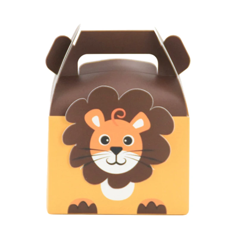 5 stücke Bauernhof Tiere Kuchen Backen Taschen Niedlichen Löwen Elefanten Kuh Fuchs Hund Cartoon Geschenk Boxen Papier Süßigkeiten Cookie Box geburtstag Party Suppl