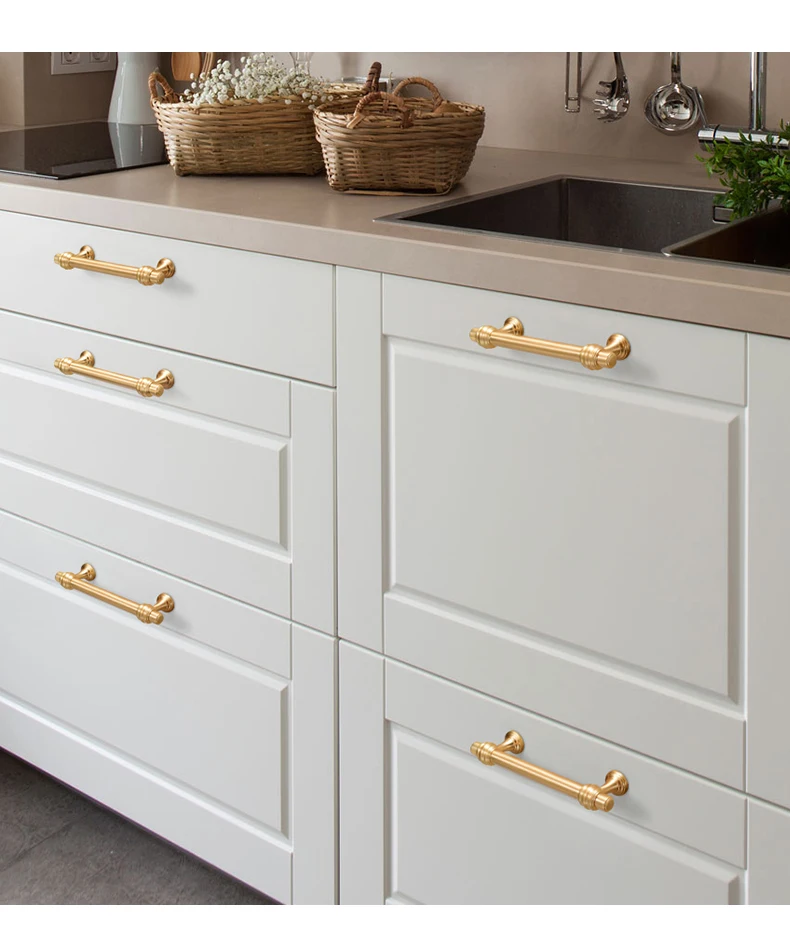 YONFIA 3644BB Brushed Brass Kitchen Cabinet Handles Knob Zinc Alloy Furniture Drawer Handle Wardrobe Closet Pull Handle Gold