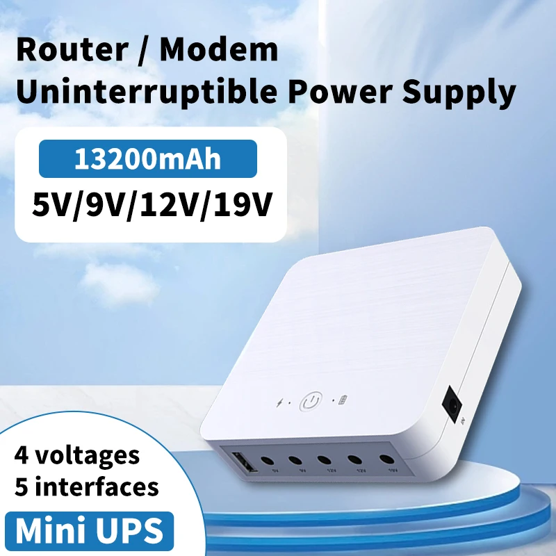 18W UPS Uninterruptible Power Supply 13200mAh Battery Backup WIFI modem Switch camera DC 5v 9v 12v 19V portable Built in Power
