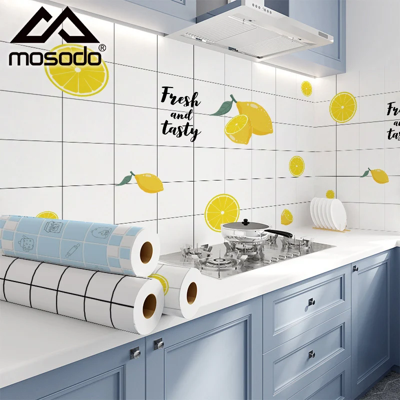 

Mosodo Oil-proof Wallpaper Kitchen Home Waterproof Wall Stickers Cupboard Cabinet Bathroom Adhesive Films Household Accessories