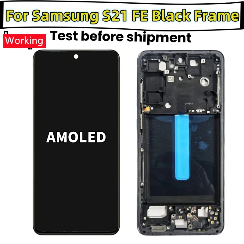 슈퍼 AMOLED S21 FE 디스플레이, 프레임 터치 스크린 디지타이저 포함, LCD 섀도우, 삼성 갤럭시 S21 FE 5G G990U G990B/DS G990E