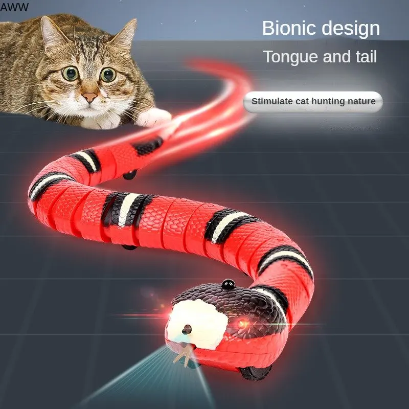Gato automático brinquedos interativo inteligente detecção cobra teasetoys  para gatos carregamento usb acessórios do gato para