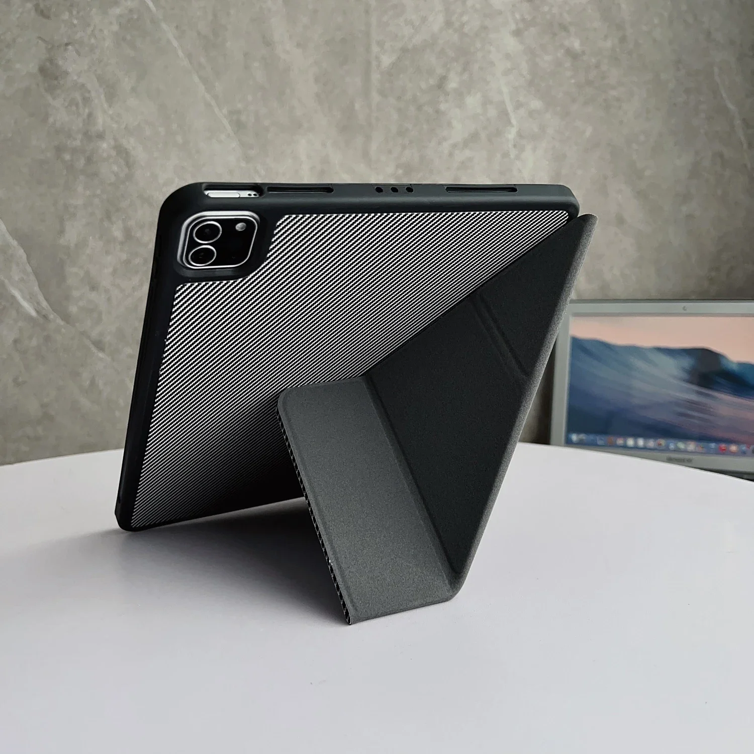 Elegant Y-Fold Leather Stand Case with Pen Slot