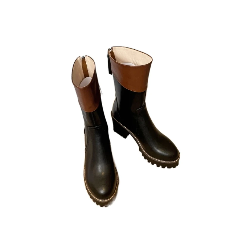 

Platform and color matching high-heeled ankle boots Ladies' Boots Mixed Colors Fashion trend Walking style shoes Zipper-up