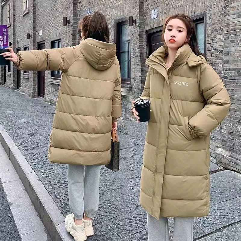 2023 Nuove Donne Invernali Parka Lungo Dritto Piumino Di Cotone Con Cappuccio Coreano Allentato Piumino Moda Femminile Caldo Parka Outwear