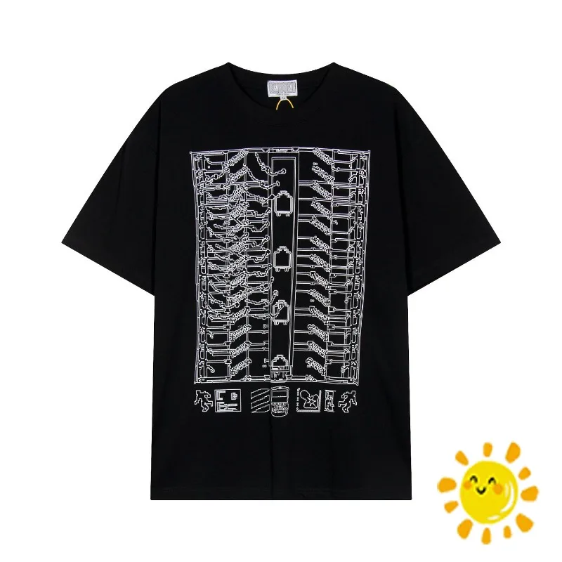 

24SS Punk Abstract Print Cavempt T Shirt Men Women Cavempt Top Tees Fashion Summer Casual Tee