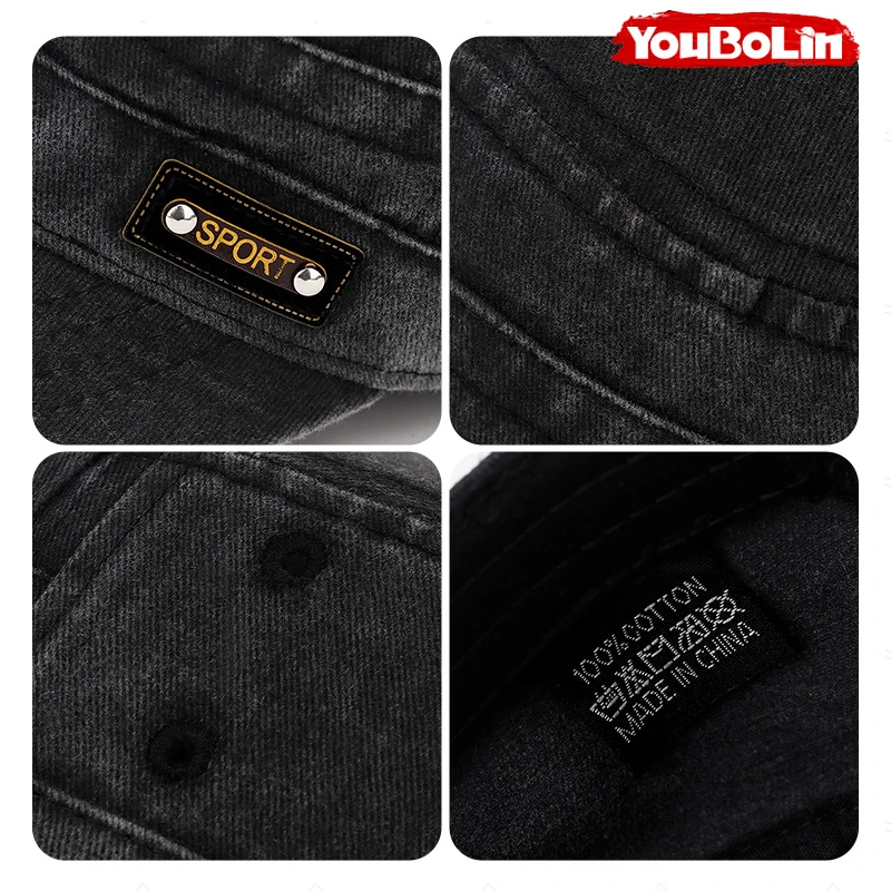 Distressed Textured Flat-Top Cap, Couple Style Outdoor Sun Protection Military Cap - Image 6