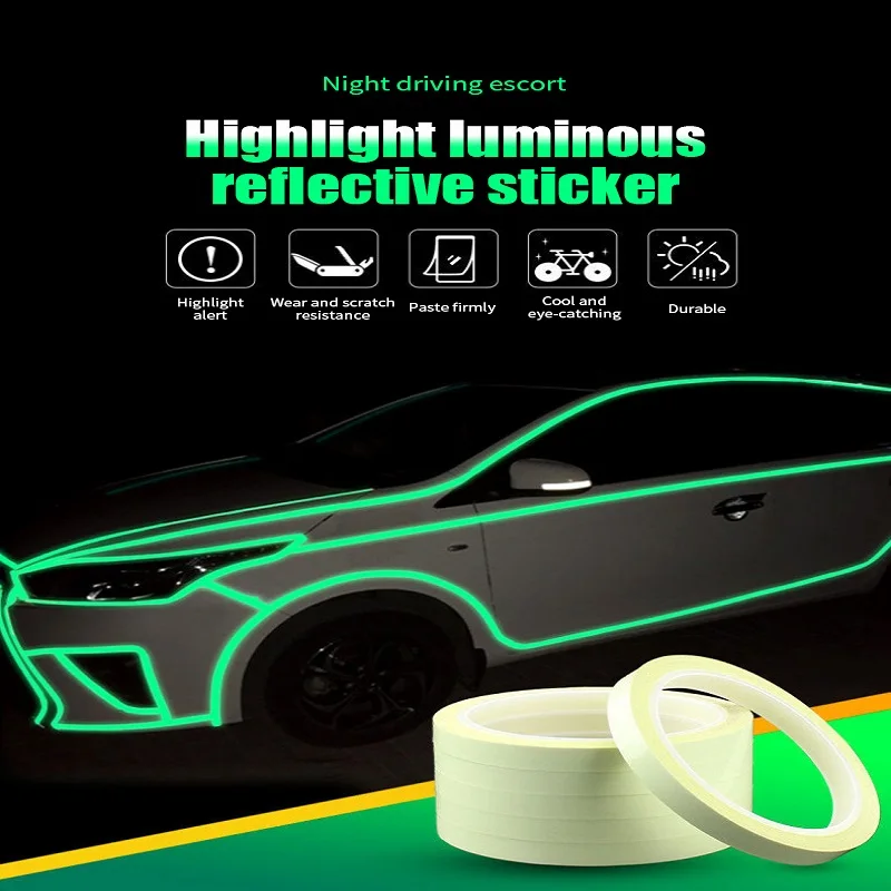 

Car Reflective Sticker Car Luminous Tape Green Warning Light Ground Light Stairs Anti-slip Stickers Reflective Fluorescent Tape