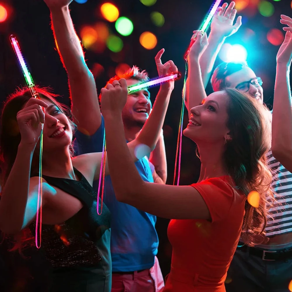 Flashing LED Wand Sticks Glowing Cheer Wands Multicolor Light Up Wands With Lanyards For Music Concert Party Favor 5/10PCS glow sticks glow light