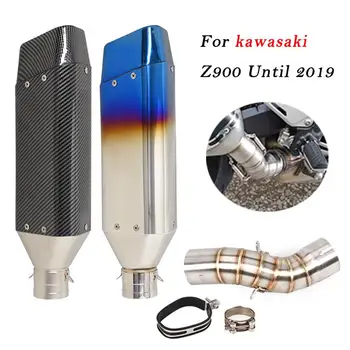 Slip On For Kawasaki Z900 Until 2019 Motorcycle Exhaust Pipe Escape Muffler Mid Pipe Stainless Steel Connect Tube With DB Killer