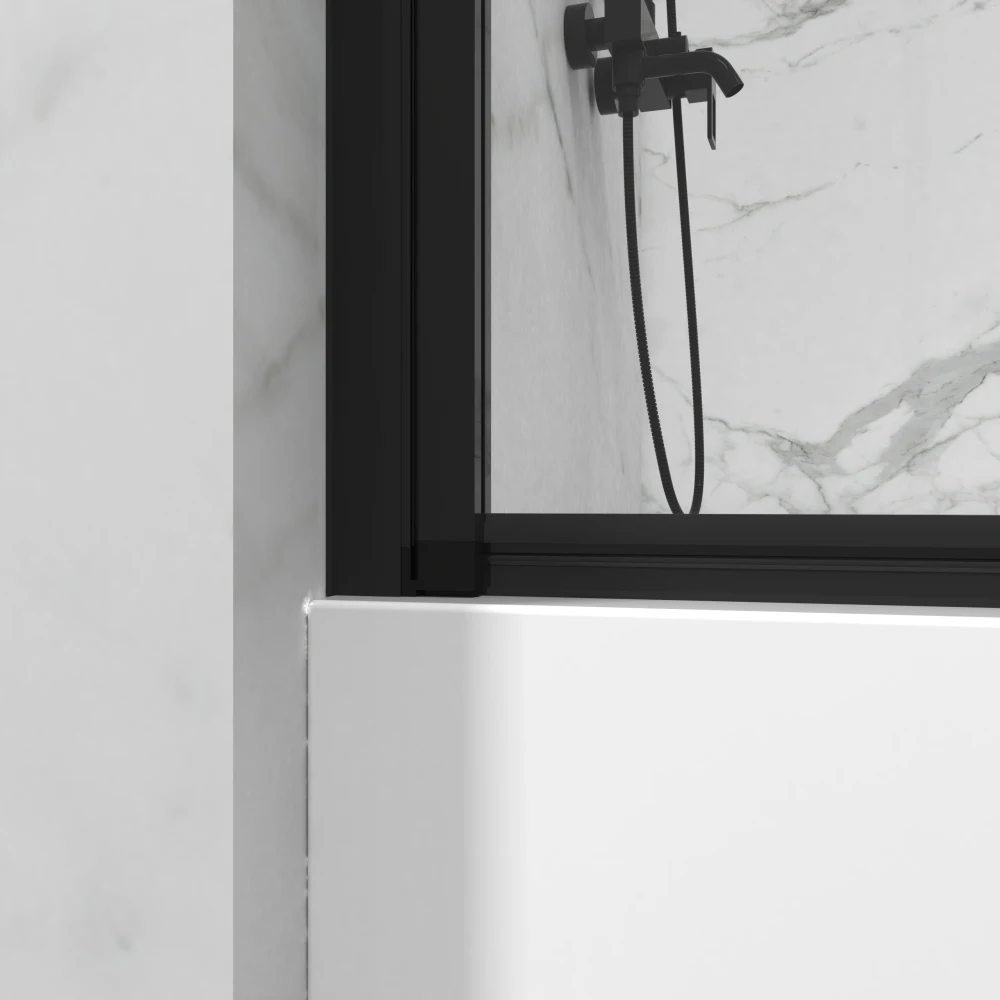 Bathtub Screen Panel Shower Door 180° Pivot, Black 4
