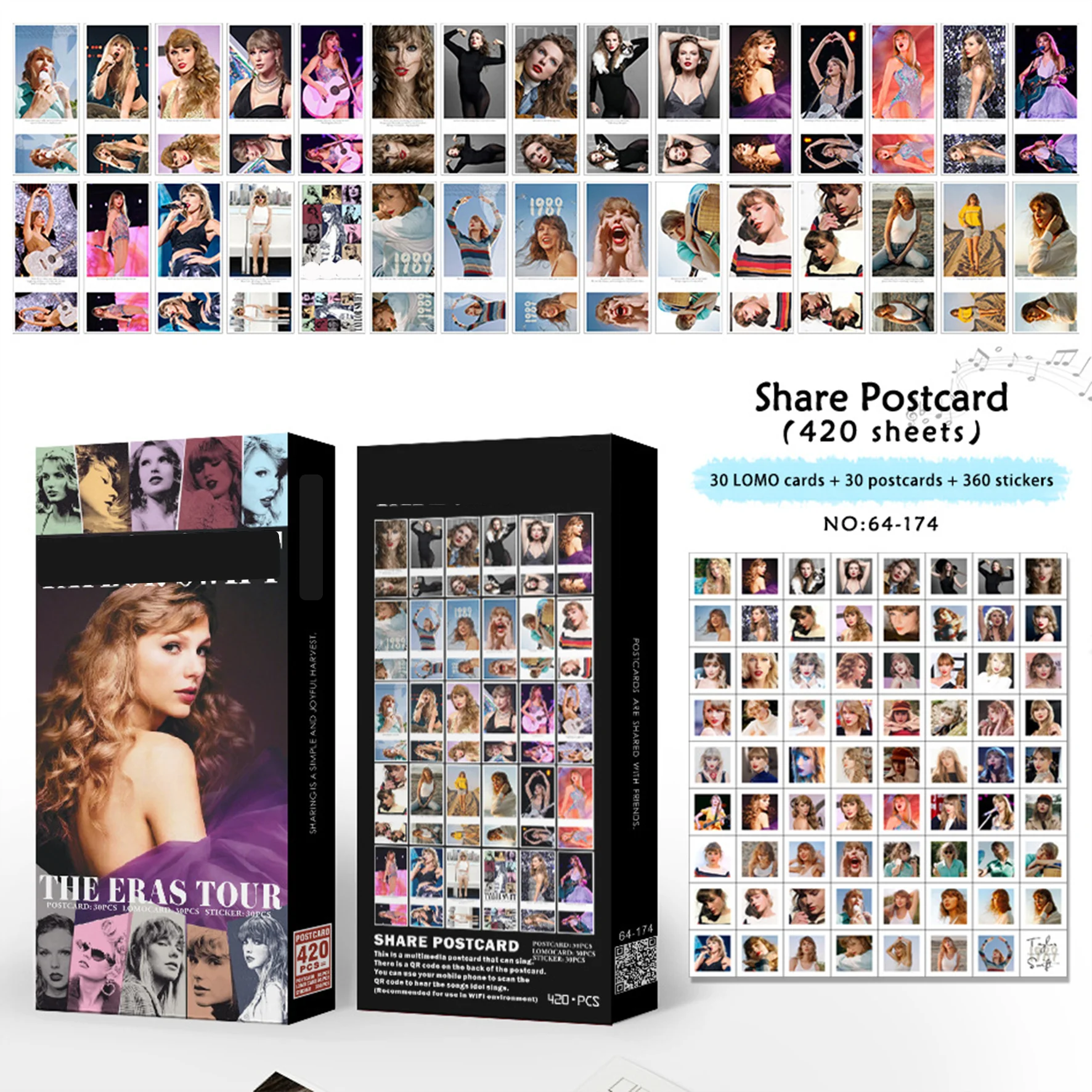 

420PCS/Set 1989 Album LOMO Card Postcard And Stickers The Eras Tour Concert Personal Photocard Fans Collection Commemorative