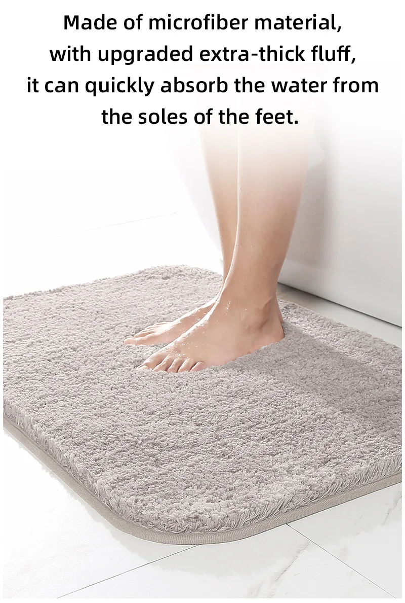 Description Picture 6 of itemSoft Absorbent Bathroom Mat Set Non-Slip Rug with Various Sizes, Thick Comfortable Mat for Bathtub, Bathroom, Home Decoration