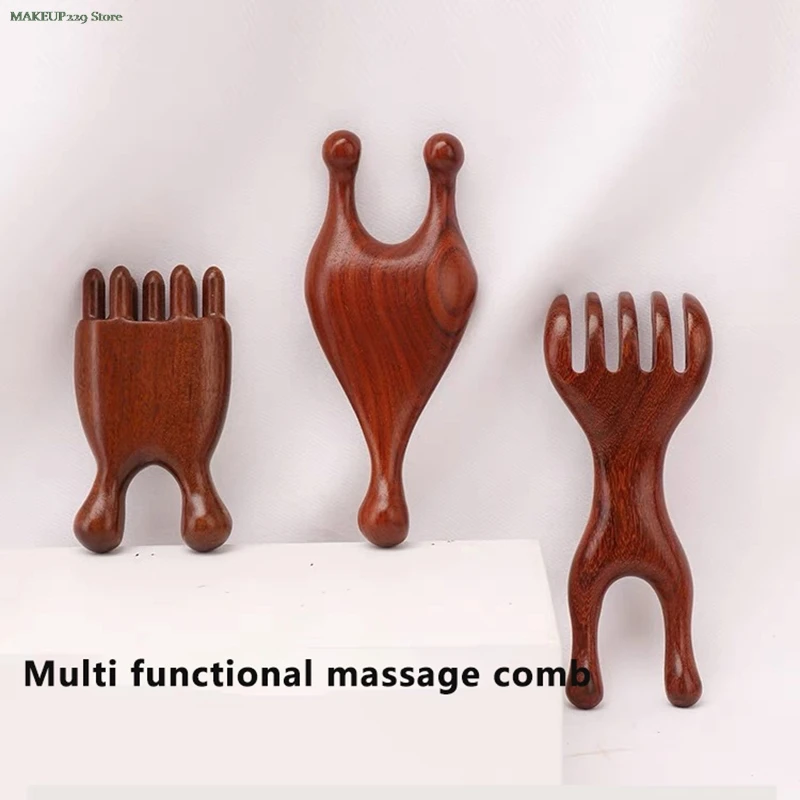

Деревянная Бриллиантовая расческа для массажа лица, плеч, шеи, акупунктурная терапия, кровообращение, массажный инструмент Guasha, 1 шт.