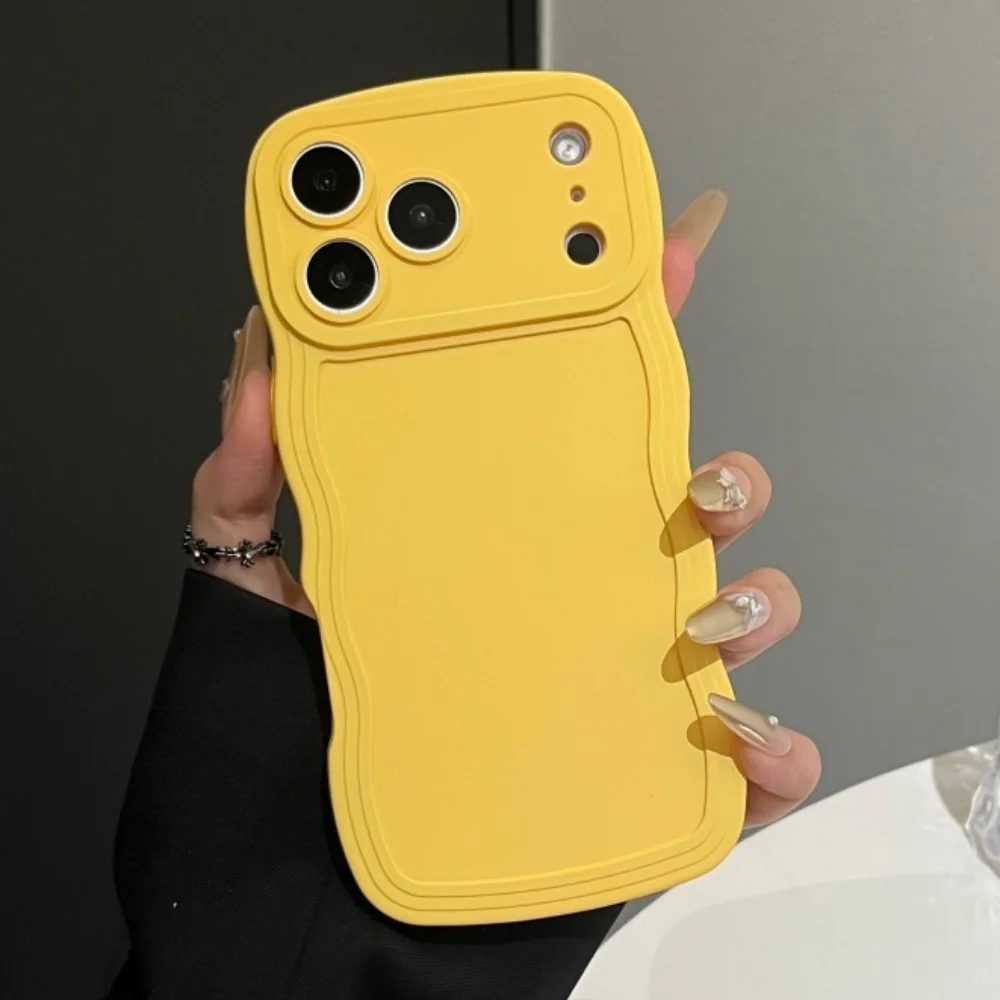 Chic Curly Wavy Matte Silicone Soft Phone Case with Lens Protective Bumper Cover