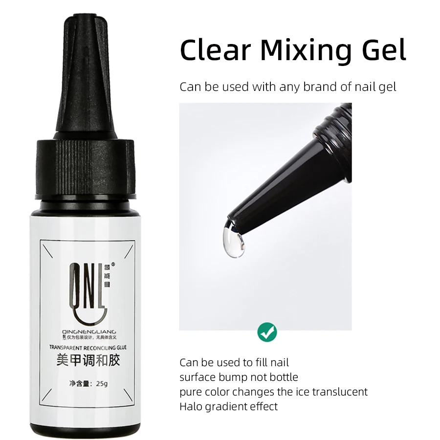 RS Nail 25ml Nail Mixing Gel Art Soak Off LED Gel Polish Blending Pigment Dust Shiny Manicure Gradient Tool