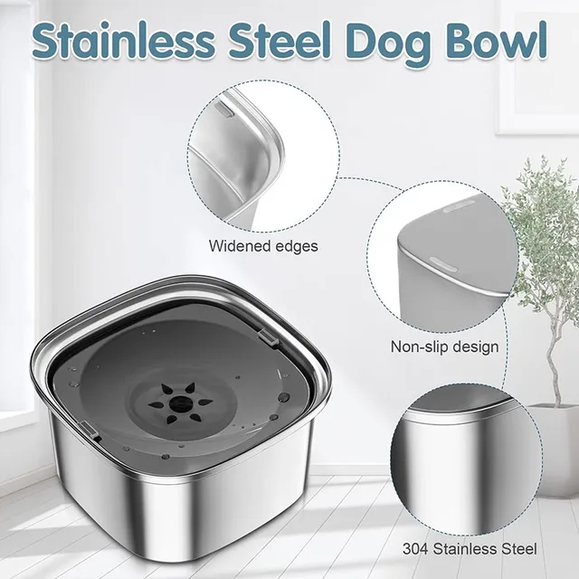 Stainless Steel Dog Drinking Water 3L Large Capacity Anti-splash Dog Water Food Bowl Non-Wetting Mouth Cats Bowl Dog Accessories 4