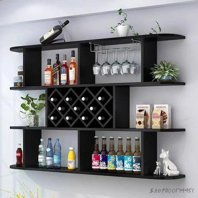 1pc Simple Modern Wall-mounted Wine Cabinet, Wine Rack, Wall Display Shelf,  Creative Restaurant Wine & Rack For Home