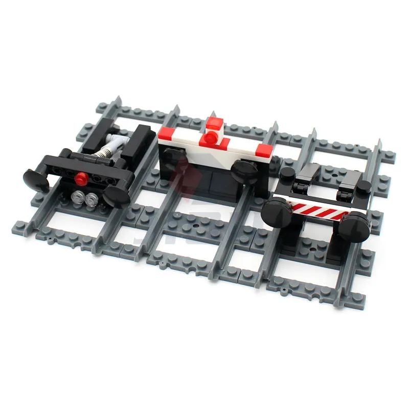 도시 기차 부품 기차 철도 버퍼 중지 모델 세트 철도 끝 호환 53401 직선 트랙 MOC RC 기차 빌딩 블록 장난감