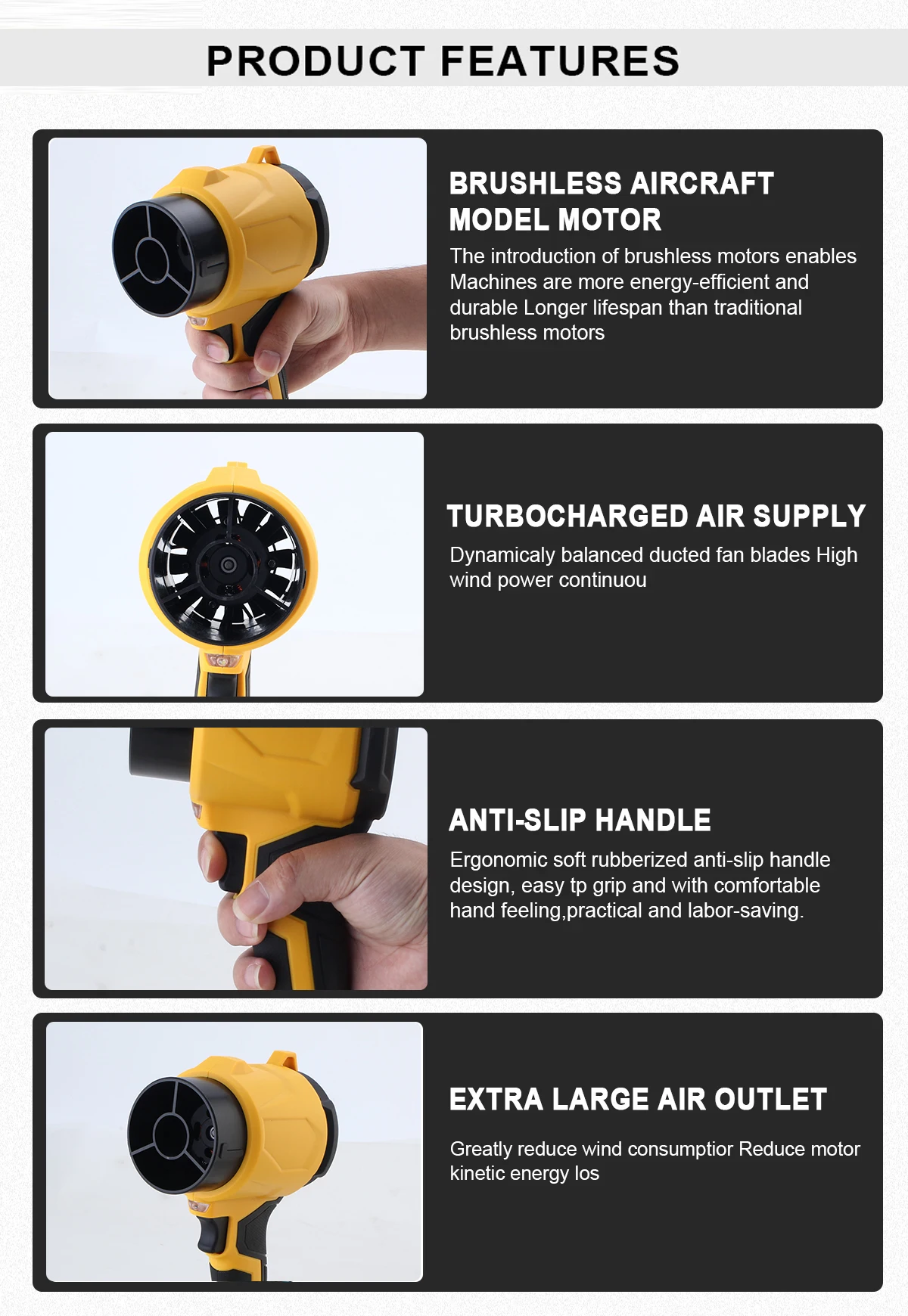 4000W Bürstenloser Elektrischer Turbo-Gebläseventilator 400M/S Handgeführter Laubbläser Staubblasgerät für Makita 18V Akku – Detail 5