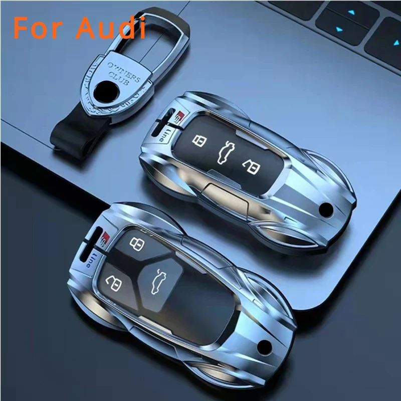 Zinc Alloy Car Key Fob Case Cover Holder For for AUDI Smart Remote Auto Key Car Accessories with Keychians Full Protection shell