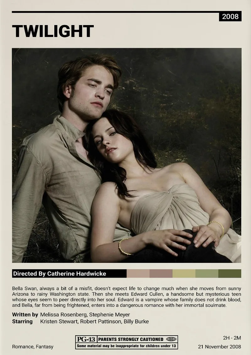 Clássico Crepúsculo Filme TV Movie Poster, Masculino Feminino Vampiros, Edward  Bella Print, Wall Art Pictures, Pintura Canvas, Sala, Decoração de casa -  AliExpress, image size:800x1133