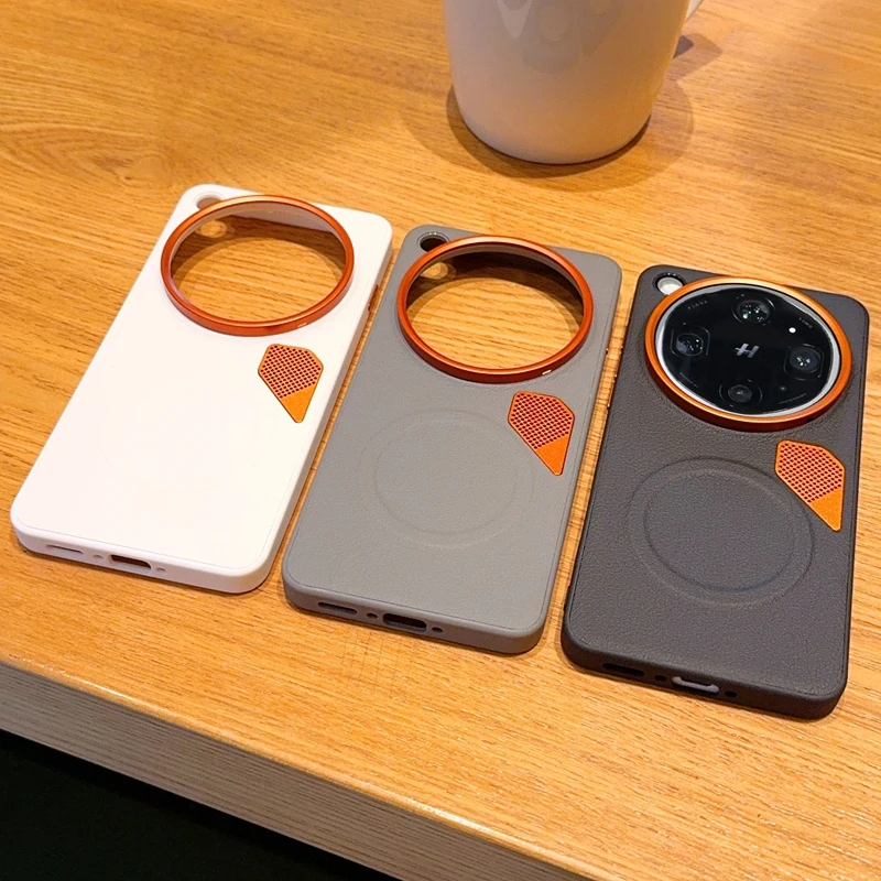 Magnetic PU Leather Heat Dissipation Case with Metal Camera Lens Cover