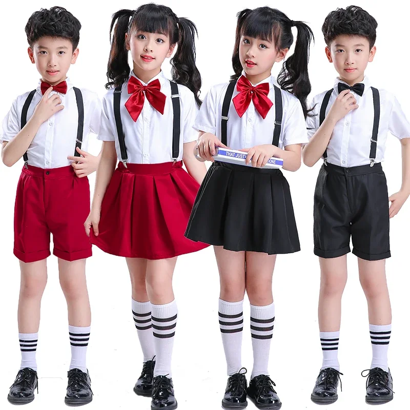 Children's schoolchildren chorus costumes dance performance clothing boys and girls bib pants school uniform uniforms
