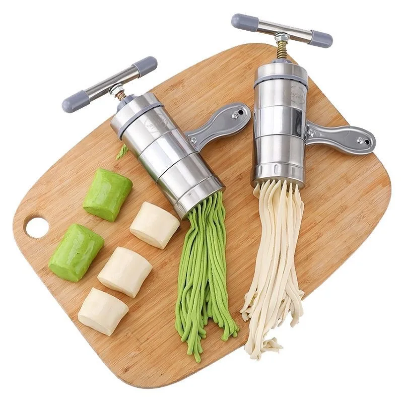1pcs Stainless Steel Manual Noodle Maker Press Machine for Home Use Pasta Dough Roller with 2 Moulds Kitchen Tool