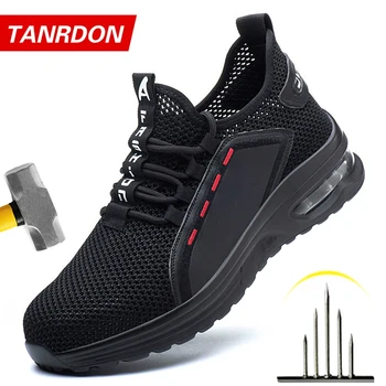 Scarpe antinfortunistiche da uomo con cuscino d'aria Scarpe da lavoro indistruttibili Sneakers Punta in acciaio Scarpe industriali anti-sfondamento Calzature a prova di foratura