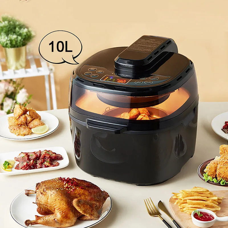 10 Litre Large Capacity Air Fryer High-End Smart Oil-Free Fryer Household Kitchen Oven Fries Pizza Deep With Accessories