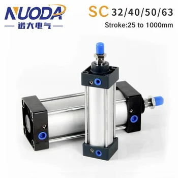 SC 표준 공기 공압 실린더, 보어 더블 액팅, SC32, 40, 50, 63mm, 50, 75, 100, 125, 150, 175, 200, 250, 300, 400, 500, 1000mm 뇌졸중