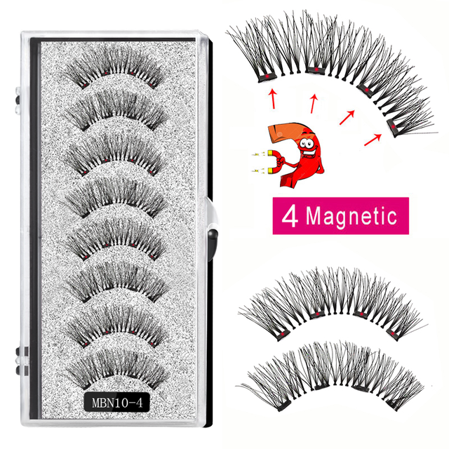 4 Magnet Magnetic Eyelashes Natural Long 3D Mink Lashes Magnetic False Eyelashes Extension with Faux Cils Magnetique 2022 New