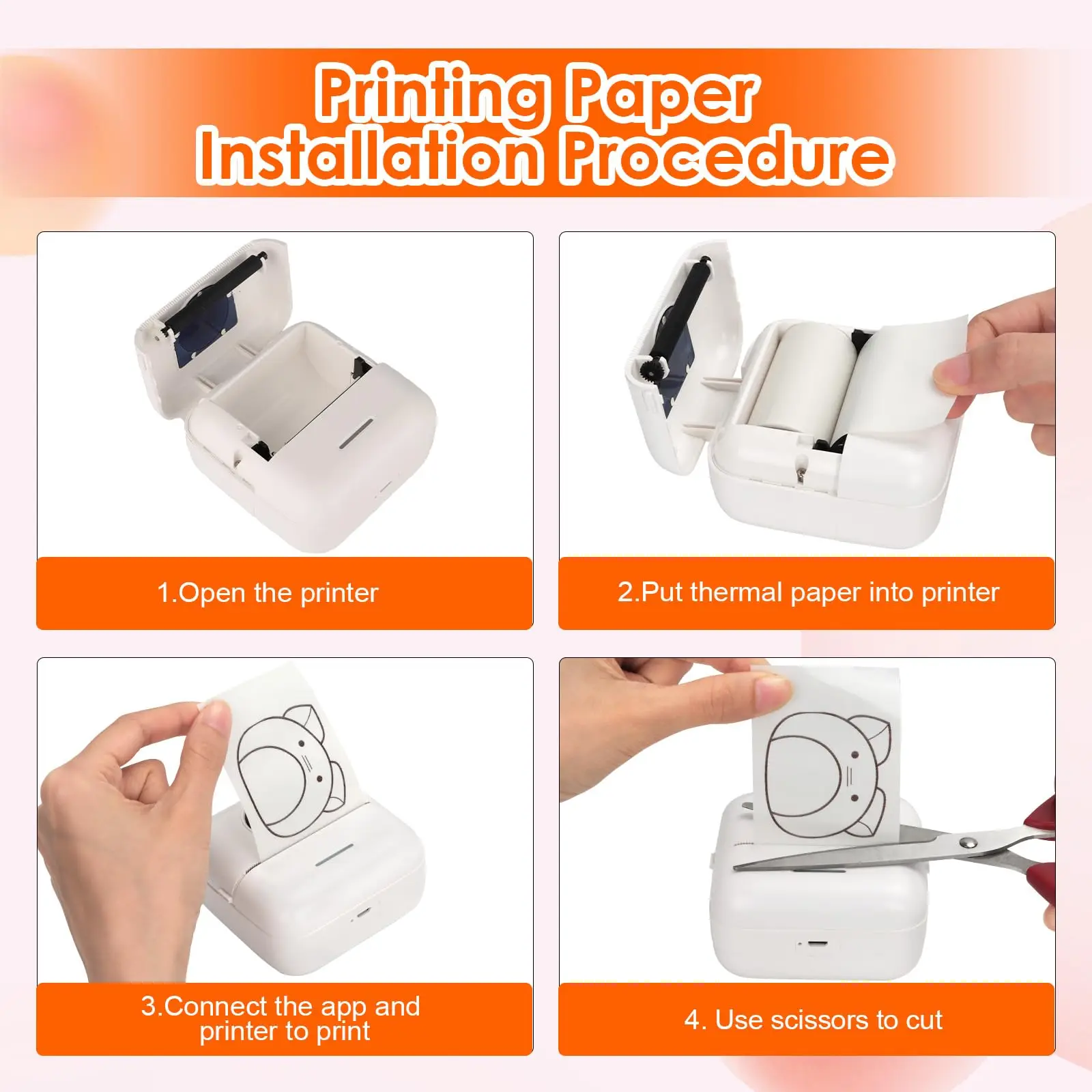 Mini Printer Translucent Sticker, Adhesive Thermal Paper Translucent Sticker 57x25mm,Waterproof,Oilproof,Scratchproof,BPA Free