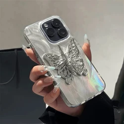 Glitter Butterfly Phone Case with Holder Stand - Shockproof Back Cover for POCO C55 (1)