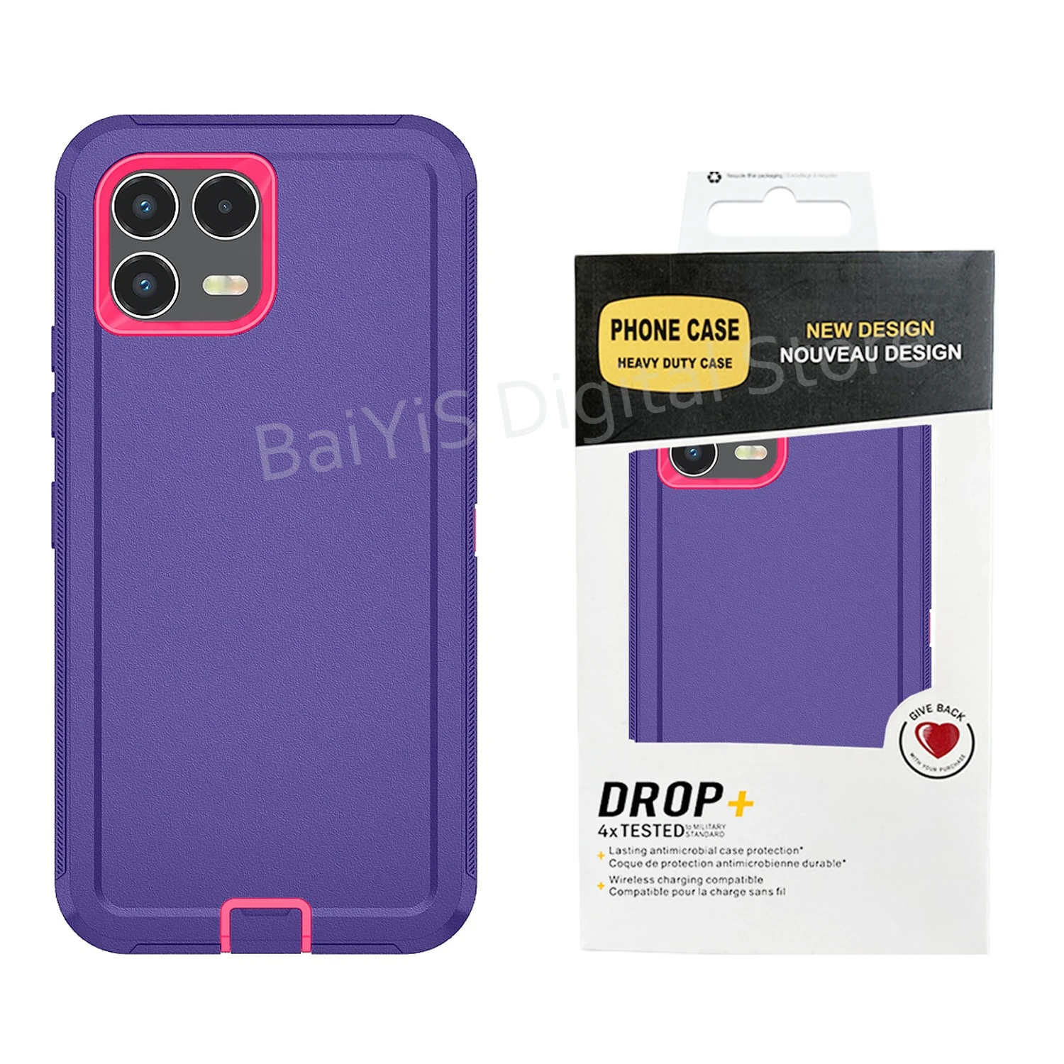 Durable Heavy Duty Hybrid Defender Phone Case - 3-Layer Armor Shockproof Protective Cover