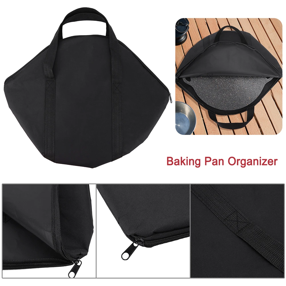 Baking Pan Storage Bag with Handle 600D Oxford Grilling Pan Pouch Waterproof Camping Frying Pan Bag Outdoor BBQ Tool for Kitchen