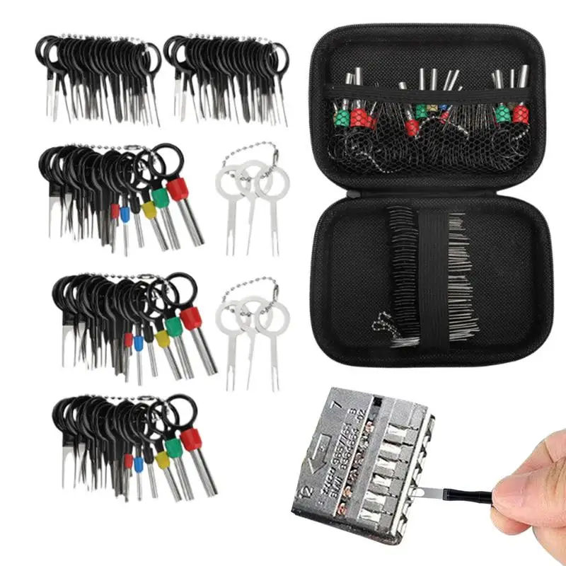 100Pcs Car Terminal Removal Repair Tools Electrical Wiring Crimp Connector Pin Extractor Kit Keys Automotive Plug Pullers 2