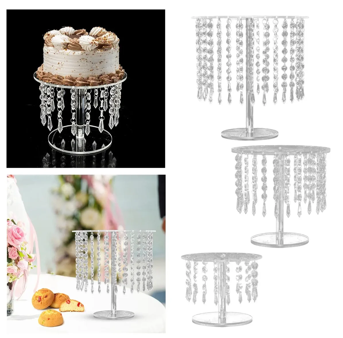 3Pcs-Lot-Wedding-Acrylic-Crystal-Cake-Stand-Display-Round-Cake-Holder ...