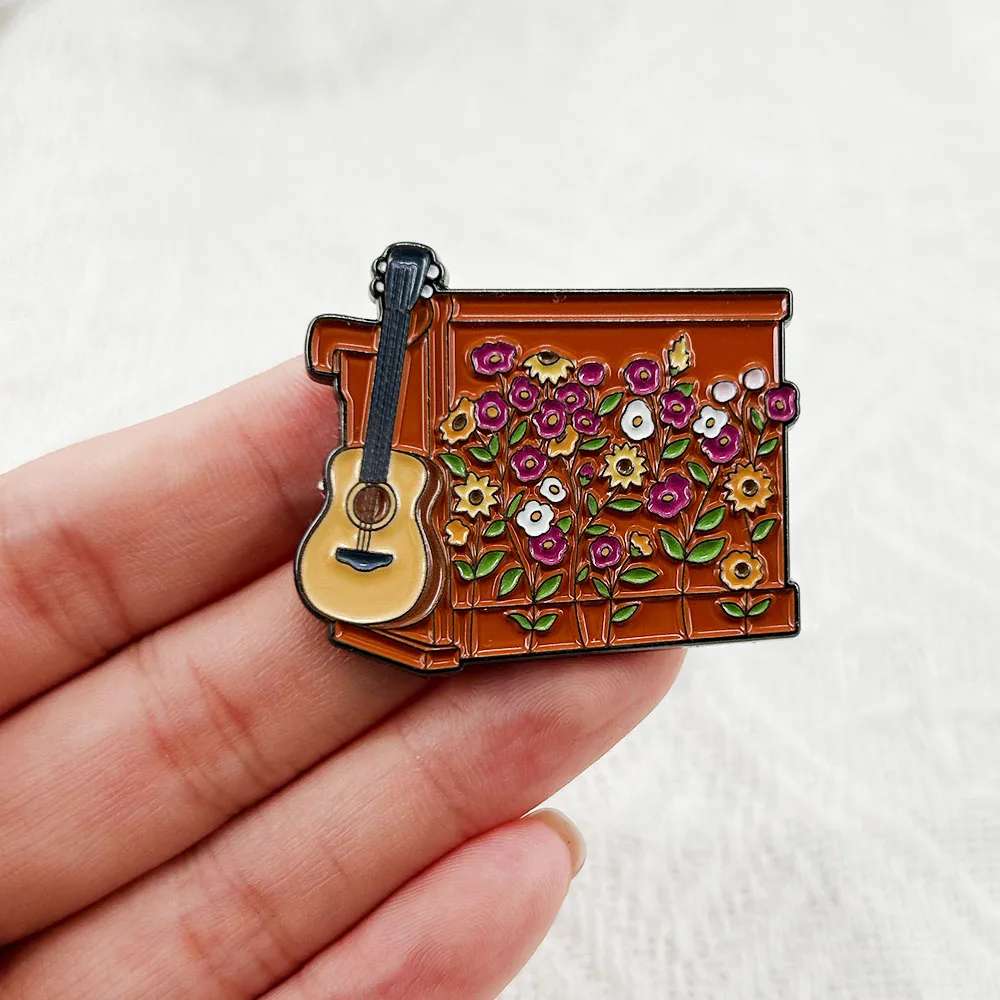 Eras Tour Surprise Songs Piano Guitar Enamel Pin Floral Piano Badge Singer Fan Gift Collection Souvenir Concert Accessories - 2