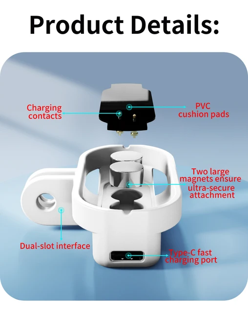 Coyktonty Quick Charger For Insta360 GO3 Portable Charging Case With 1/4 Standard Interface Can Be Attached To A Tripod Selfie Stick, Etc