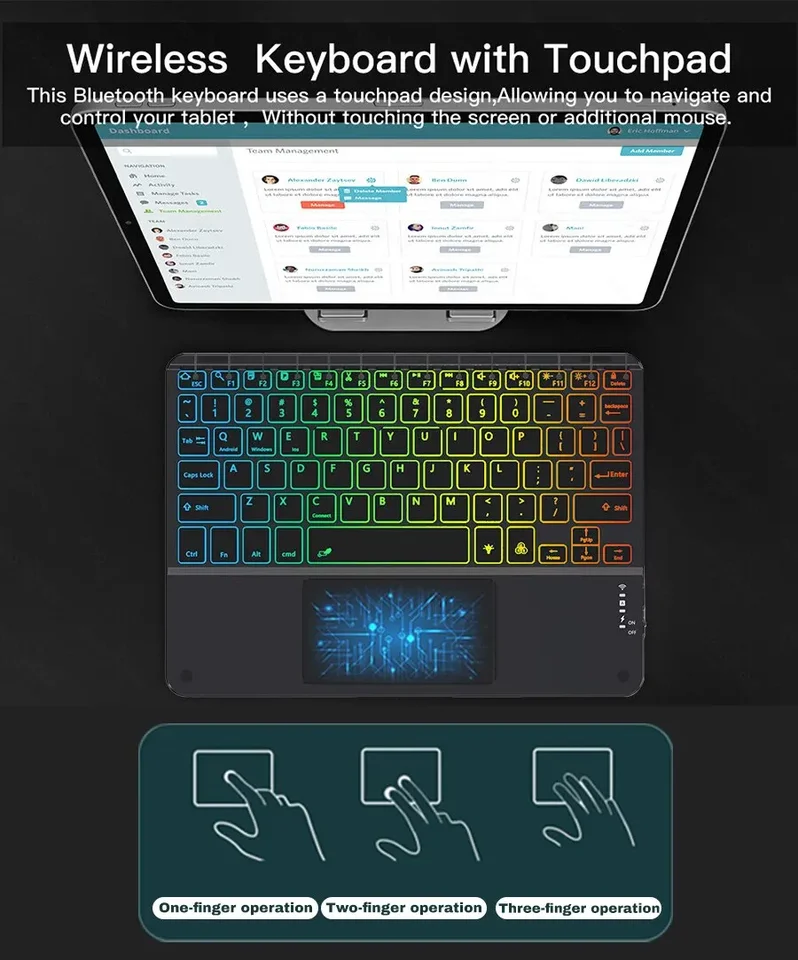 Tastiera wireless retroilluminata con touchpad per tablet e ipad_voghion.com