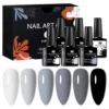 MSRUIOO 6Pcs/Set Gray Color Series Gel Nail Polish With BoxHaze Semi Permanent Nail Art Gel Varnish Manicure For Nails Winter 1