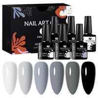 MSRUIOO 6Pcs/Set Gray Color Series Gel Nail Polish With BoxHaze Semi Permanent Nail Art Gel Varnish Manicure For Nails Winter 1
