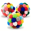 1/3PCS Cat Toys Cat Plush Ball Toy Pet Elastic Bell Ball Self Hi Ball Playing Cat Colorful Woolen Ball 2