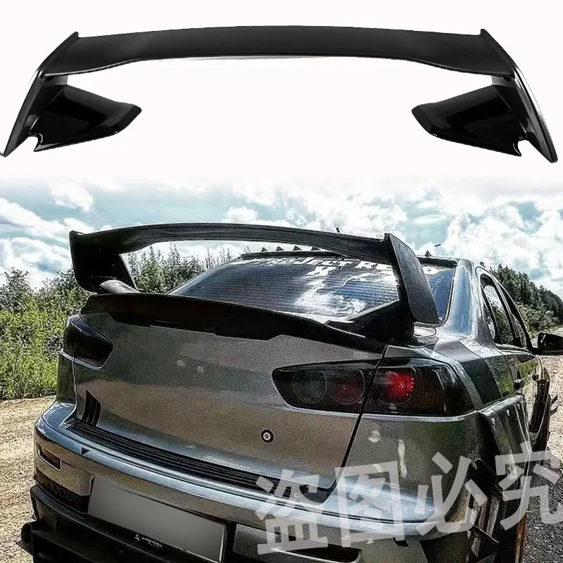 Spoiler nero 2008-2015 Materiale ABS Colore non verniciato Decorazione coda auto Spoiler bagaglio posteriore Ala per Mitsubishi LANCER EVO - immagine 6